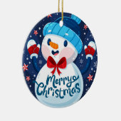 Frohe Weihnachts-Snowman-Ornament Keramik Ornament (Rechts)