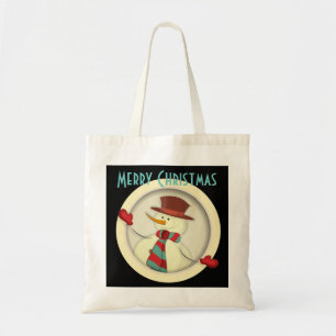Frohe Weihnachts-Snowman-Tasche Tragetasche