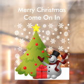 Frohe Weihnachts-Snowman Tree Storefront oder Zuha Fensteraufkleber (Blatt 2)