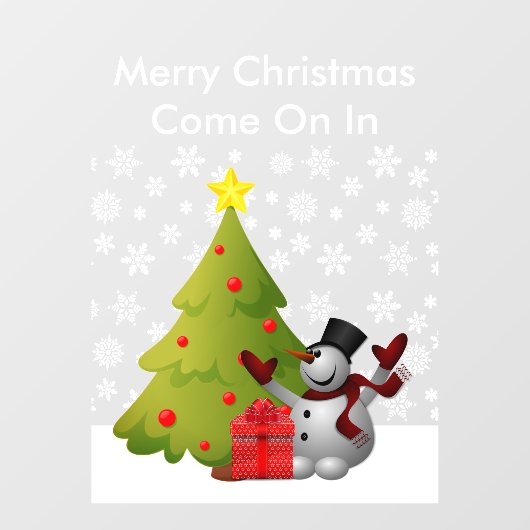 Frohe Weihnachts-Snowman Tree Zuhause oder Storefr Fensteraufkleber (Blatt)