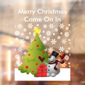 Frohe Weihnachts-Snowman Tree Zuhause oder Storefr Fensteraufkleber (Blatt 2)