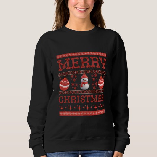 Frohe Weihnachts Snowman Ugly Sweater Sweatshirt (Vorderseite)