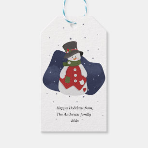 Frohe Weihnachts Snowman Winter Holiday Card Geschenkanhänger