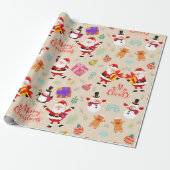 Frohe Weihnachts Snowman Wrapping Paper Geschenkpapier (Ungerollt)