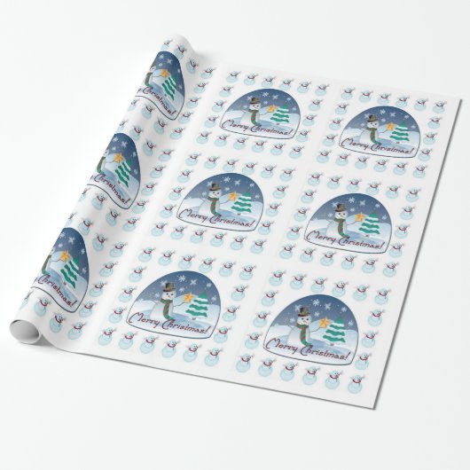 Frohe Weihnachts Snowman Wrapping Paper Geschenkpapier (Ungerollt)