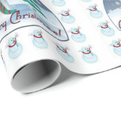 Frohe Weihnachts Snowman Wrapping Paper Geschenkpapier (Rolleneckpunkt)