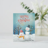 Frohe Weihnachts Snowmen Custom Family Foto Postkarte (Stehend Vorderseite)