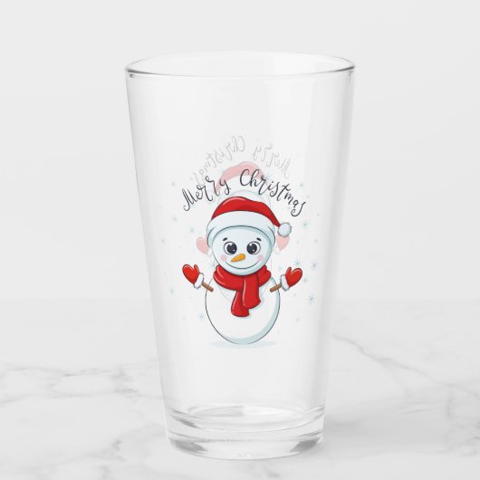 Frohe Weihnachts-Snowmen-Glas Glas (Vorderseite)
