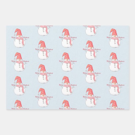 Frohe Weihnachts-Snowmen-Muster Geschenkpapier Set (Vorderseite)