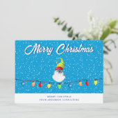 Frohe Weihnachts Snowy Bird Business Feiertagskarte (Stehend Vorderseite)