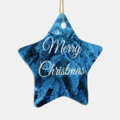 Frohe Weihnachts Snowy Forest Spruce Star Keramik Ornament (Rechts)