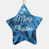 Frohe Weihnachts Snowy Forest Spruce Star Keramik Ornament (Links)