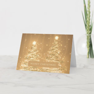 Frohe Weihnachts-Sparkling Bäume Kupfer Karte
