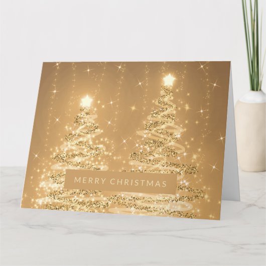 Frohe Weihnachts-Sparkling Bäume Kupfer Karte (Vorderseite)