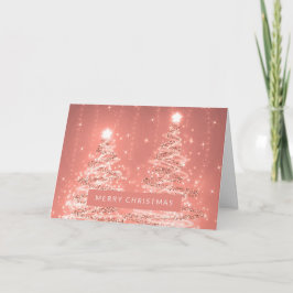 Frohe Weihnachts-Sparkling Bäume Rose Gold Karte