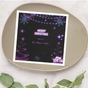 Frohe Weihnachts-Sparkling-Bäume Snowflakes Star Serviette