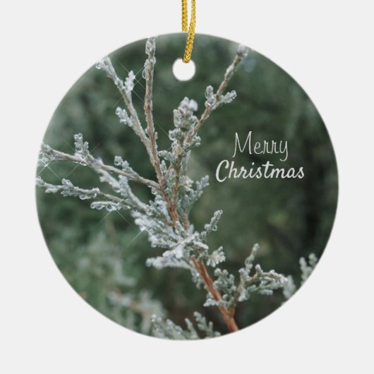 Frohe Weihnachts Sparkling Juniper Keramik Ornamen Ornament (Vorne)