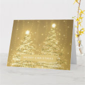 Frohe Weihnachts Sparkling Trees Gold Karte (Gelbe Blume)