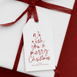 Frohe Weihnachts Spaß dunkelrot personalisierter U Geschenkanhänger