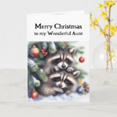 Frohe Weihnachts Spaß Raccoons Tante Karte (Gelbe Blume)