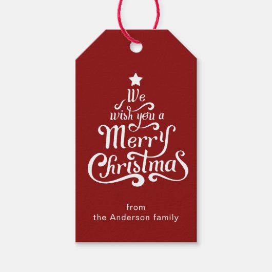 Frohe Weihnachts Spaß Rot personalisierter Urlaub Geschenkanhänger (Vorderseite)