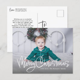 Frohe Weihnachts-Spaß-Skript einfach ein Foto Feiertagspostkarte