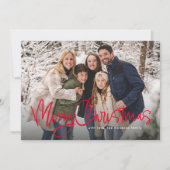 Frohe Weihnachts-Spaß-Skript einfach rotes Foto Feiertagskarte (Vorderseite)