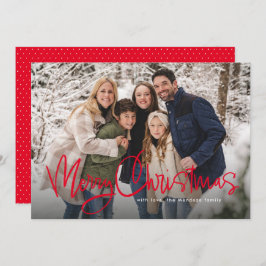 Frohe Weihnachts-Spaß-Skript einfach rotes Foto Feiertagskarte
