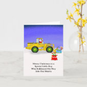 Frohe Weihnachts Special Boy Santa in Bulldozer Karte (Gelbe Blume)