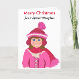 Frohe Weihnachts-Special-Tochter Girl Pink Hat Feiertagskarte