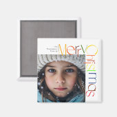 Frohe Weihnachts spielerische Buchstaben Custom Fo Magnet (Vorderseite/Rückseite)