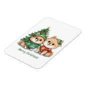 Frohe Weihnachts-Spitz-Hunde Magnet (Linke Seite)