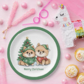 Frohe Weihnachts-Spitz-Hunde Pappteller (Party)
