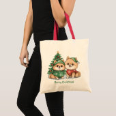 Frohe Weihnachts-Spitz-Hunde Tragetasche (Vorderseite (Produkt))