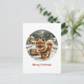 Frohe Weihnachts-Spitz Reindeer Dog Postkarte (Stehend Vorderseite)
