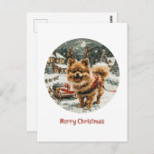 Frohe Weihnachts-Spitz Reindeer Dog Postkarte (Vorne/Hinten)