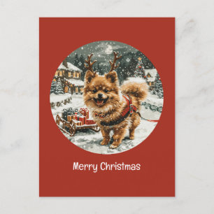 Frohe Weihnachts-Spitz Reindeer Dog Postkarte