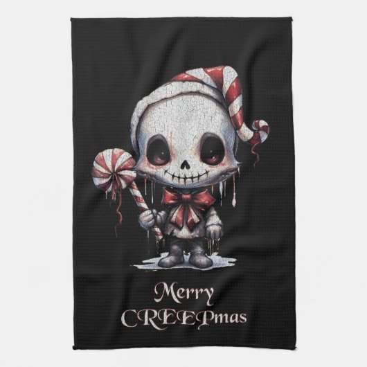 Frohe Weihnachts Spooky Gothic Geschirrtuch (Vertikal)