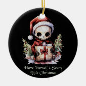 Frohe Weihnachts Spooky Gothic Keramik Ornament (Vorne)