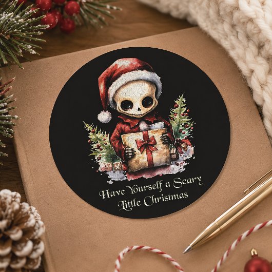 Frohe Weihnachts Spooky Gothic Runder Aufkleber