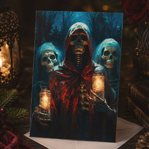 Frohe Weihnachts Spooky Gothic Skelettons Feiertagskarte