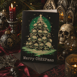 Frohe Weihnachts Spooky Gothic Skulls Tree Feiertagskarte