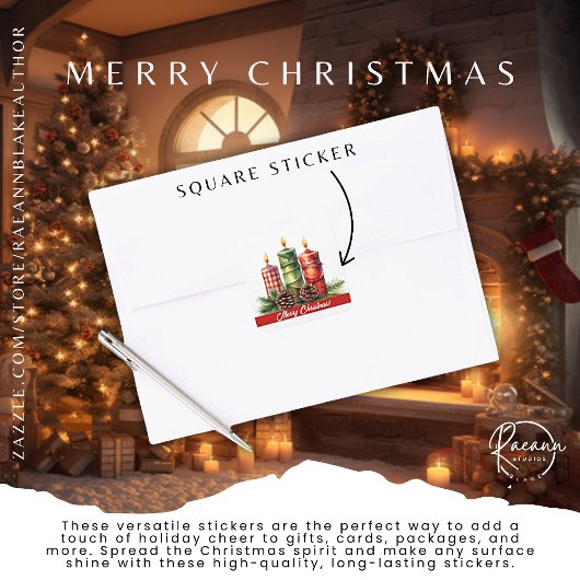 Frohe Weihnachts-Square-Aufkleber Quadratischer Aufkleber