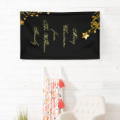 Frohe Weihnachts-Star Familie Name Stars Black Gol Banner (Insitu)