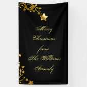 Frohe Weihnachts-Star Familie Name Stars Black Gol Banner (Vertikal)