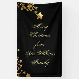 Frohe Weihnachts-Star Familie Name Stars Black Gol Banner
