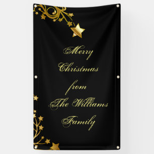 Frohe Weihnachts-Star Familie Name Stars Black Gol Banner