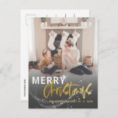 Frohe Weihnachts-Star-Imitate Gold-Script Weihnach Postkarte (Vorne/Hinten)