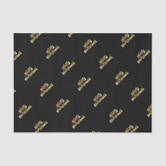 Frohe Weihnachts-Starry-Black-Gold-Typografie Seidenpapier (Vorderseite)