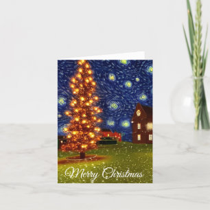 Frohe Weihnachts-Starry-Nachtkarte Feiertagskarte